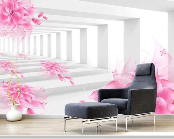 Fonds d'écran Papel De Parede 3D Fantasy Fleur Espace Extension Papier Peint Mural Salon TV Mur Chambre Cuisine Papiers Décor À La Maison