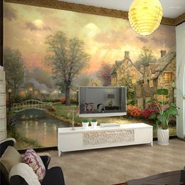 Fondos de pantalla Papel de parede 3D Naturaleza Paisaje Paisaje Pintura al óleo Mural Papel tapiz Sala de estar Dormitorio Papel de pared no tejido Decoración para el hogar