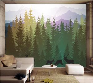 Wallpapers Papel de Parede Alpine Pine Tree Forest Landschap 3d Wallpaper Muurschildering IVing Room TV Wall Slaapkamer Papieren Home Decor