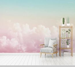 Papiers peints Papel De Parede belle rose ciel nuage papier peint Mural salon Tv mur enfants chambre papiers décor à la maison