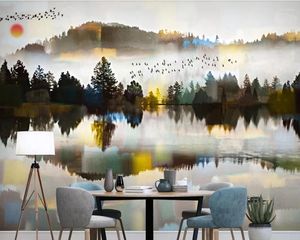 Wallpapers Papel De Parede Chinese Stijl Inkt Schilderij Landschap Behang Restaurant Woonkamer Bar TV Bank Muur Papier Home Decor