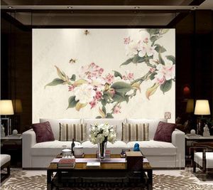 Wallpapers Papel de Parede Chinese stijl Handgeschilderde Peach Blossom 3D Wallpaper Mural Living Room TV Wall Slaapkamer Papers Home Decor