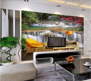 Fonds d'écran Papel De Parede Vert Paysage Peinture Cascade 3d Papier Peint Mural Iving Room Tv Mur Chambre Papiers Décor À La Maison