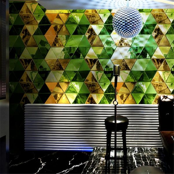 Sfondi Papel De Parede Carta da parati Ktv Karaoke Flash Rivestimento murale 3d riflettente Special Bar Scatola a tema Net TV Sfondo di carta