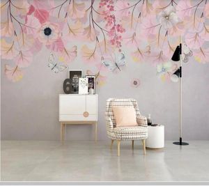 Fonds d'écran Papel De Parede moderne plante rose fleur 3d papier peint salon canapé TV mur enfants chambre papier décor à la maison murale