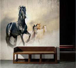 Fondos De Pantalla Papel De Parede Modern Running Horse Illustration 3D Wallpaper, Living Room Tv Background Cocina Dormitorio Papeles De Pared Decoración Para El Hogar