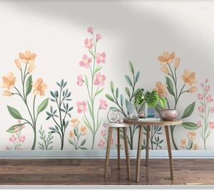 Fonds d'écran Papel De Parede Nordique Moderne Abstrait Plante Fleur Art Papier Peint Mural Salon TV Mur Chambre Papiers Décor À La Maison