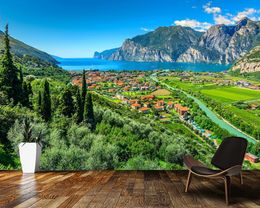 Wallpapers Papel de Parede River Town of Italy City Building 3d landschap Wallpaper woonkamer slaapkamer muurpapieren home decor muurschildering