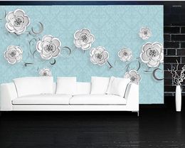 Fonds d'écran Papel de paede Simple and Elegant Diamond Flower 3D Wallpaper Muraux Salon Sofa TV Wall Bedroom Paper Decor Home Decor