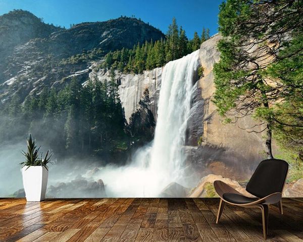 Fondos de pantalla Papel de parede Valle Cascada Paisaje natural Papel tapiz 3D Mural Sala de estar TV Pared Dormitorio Papeles Decoración para el hogar