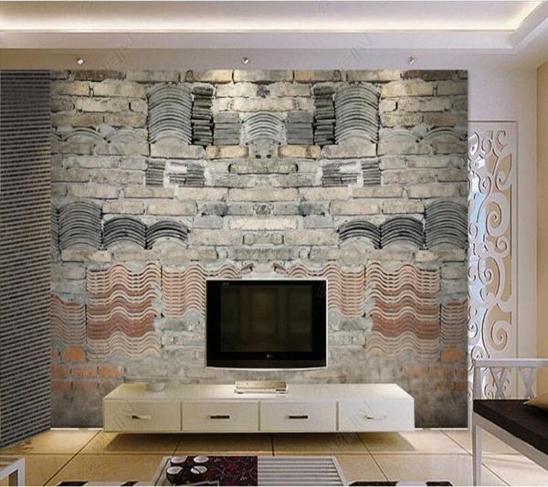 Fonds d'écran Papel De Parede Vintage brique carrelage mur en pierre naturelle 3d papier peint Mural salon TV chambre papiers décor à la maison