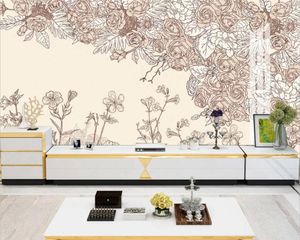 Fonds d'écran Papier Peint Mural Papier Peint Moderne Belles Fleurs Blooming TV Fond Mur Salon Chambre 3D