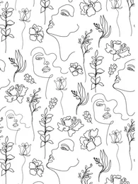 Fondos de pantalla Peel and Stick Wallpaper Arte femenino abstracto Hojas de flores gris claro Papel de contacto extraíble para decoraciones de baño en el hogar