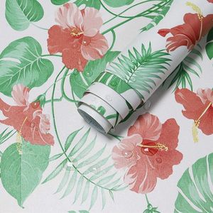 Wallpapers peel en stok behang bloemen contact papier tropische rode bloemen zelfklevende muurstickers voor slaapkamer woningdecoratie