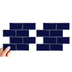 Fonds d'écran Peel et StickTiles Style brique papier peint imperméable 3D carreaux muraux bleu mosaïque autocollants cuisine dosseret décor à la maison