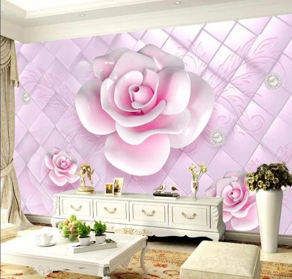 Fonds d'écran Pink Flower Po Wallpaper Mural 3D Grande Custom Any Taille pour le salon Mariage Mur Wall Decor Paint imprimé