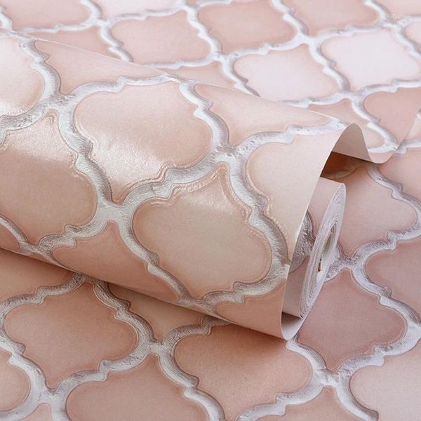 Wallpapers Roze Mozaïek Tegelbehang Niet-zelfklevend Woonkamer Slaapkamer Achtergrond Geometrisch Trellis Winkel Restaurant Decor