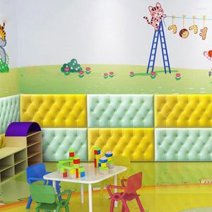 Fonds d'écran Rose Fond épais Stickers muraux Tête de lit bébé Anti-collision Paquet souple Chambre d'enfants Tatami Autocollant en mousse 4MM