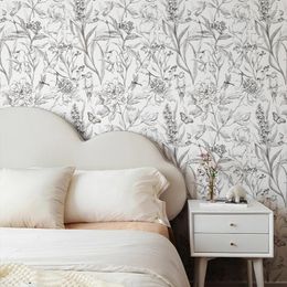 Wallpapers gewone schetsen bloemen schil en stok behang chic waterdichte duurzame kast stickers elegante verwijderbare woningdecoratie