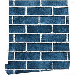 Fonds d'écran Plane 3d Effet Blue Brick Wallpaper Paper Aadhesive pour la chambre Décoration de la maison PEEL ET Stick Sticks Mall Facile à coller