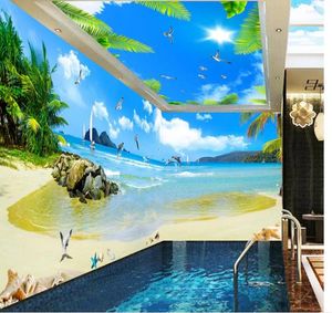 Wallpapers po muur muurschildering decoratie maldiven zeeview kokosboomruimte 3D wallpaper