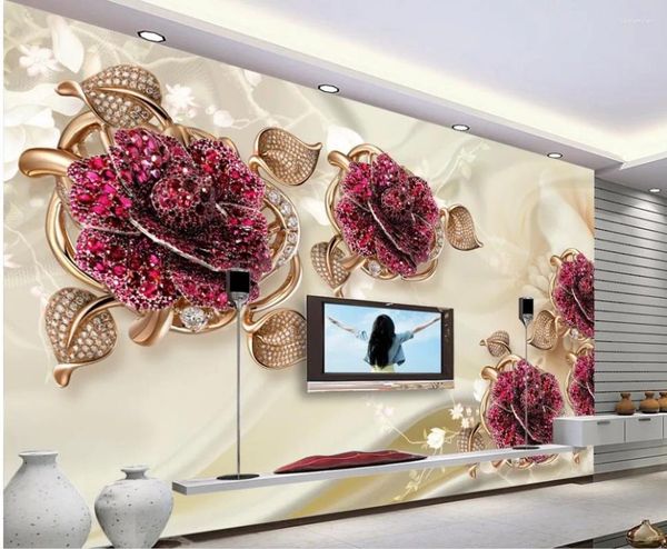Fonds d'écran PO Muraux muraux Fond d'écran 3D Fleur de luxe de style européen