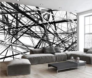 Fonds d'écran PO Muraux muraux papier peint moderne minimaliste des lignes noir et blanc fond de décoration du bâtiment