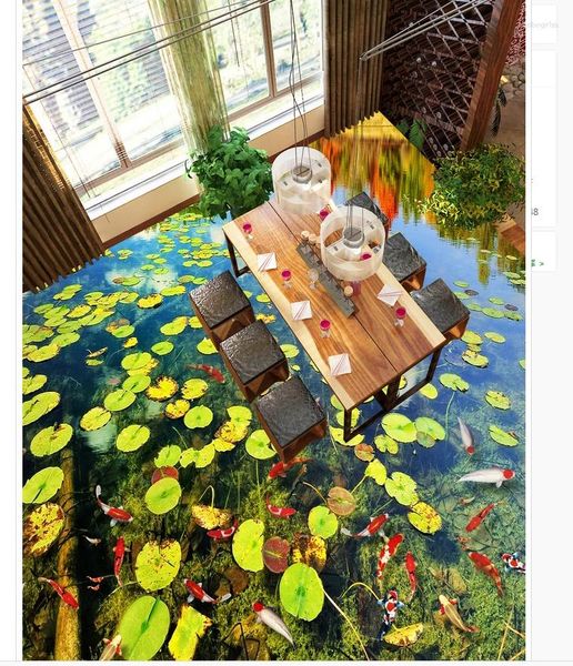 Fonds d'écran Pondons de canard d'eau claire Chambre de salle de bain 3D Planchers PVC Fond d'écran Planchers étanches