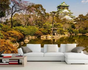 Fondos de pantalla Estanque Piedras Castillo de Osaka Parque Árboles Naturaleza Po Papel tapiz Sala de estar TV Sofá Pared Dormitorio Restaurante 3D