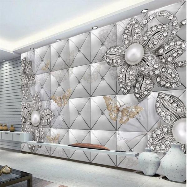 Fonds d'écran produit diamant perle bijoux doux sac fond mur moderne papier peint pour salon