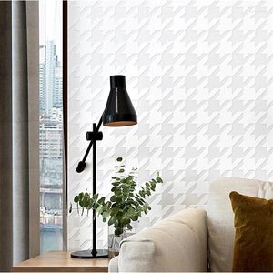 Wallpapers Zuiver Wit Houndstooth Behang 3d Reliëf Kledingwinkel Achtergrond Roll Woonkamer Muur Papier