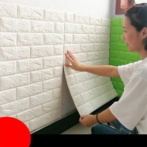 Fonds d'écran PVC Salon Décoration 3D Panneaux muraux Couleur unie pour chambre à coucher 70x100 cm Papier peint auto-adhésif Motif de brique en mousse
