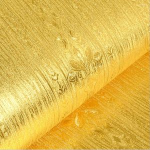 Fondos de pantalla Q QIHANG Europeo de lujo Vertical Btripes Hoja de oro Brillo KTV Budista Hall PVC Wallpaper Rollo 0.53m 10m 5.3m2