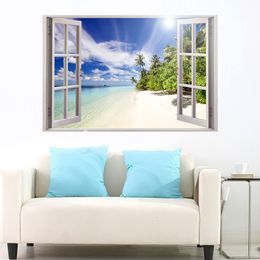 Fonds d'écran Qualité Transparent PVC Stickers Muraux Paysage Extérieur Fenêtre 3D Stickers Pour Chambre Salon Décor Wallsticker Murale Ménage 230505