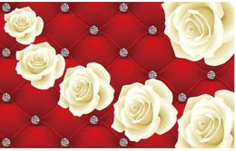 Fondos de pantalla Roses Roses Rose Blancos Pack Soft Pack Soft 3d Mural Fondo de pantalla Flower Decoración del hogar