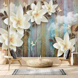 Wallpapers verwijderbare Peel en Stick Accepteer voor slaapkamermuren Floral Wood Design Contact Wallpapers Home Decor Muurschildering