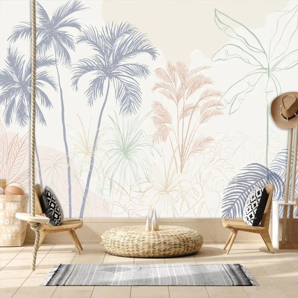Fonds d'écran amovible Peel Stick accepter pour la décoration du salon palmier peinture TV fond mur Design papiers décor à la maison