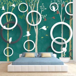 Fondos de pantalla Papel tapiz autoadhesivo extraíble Aceptamos paredes de dormitorio Geometría Paisaje Pájaros Árbol TV Contacto Papeles de pared Panel de decoración del hogar