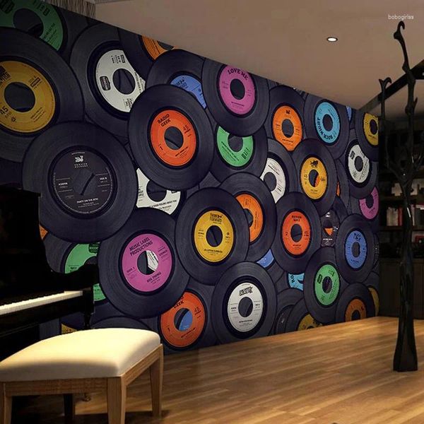 Fonds d'écran Restaurant Clubs KTV Bar Personnalité Moderne 3D Murale Po Papier Peint Cercle De Couleur Dessin Animé Décor À La Maison Papel De Parede Fresque