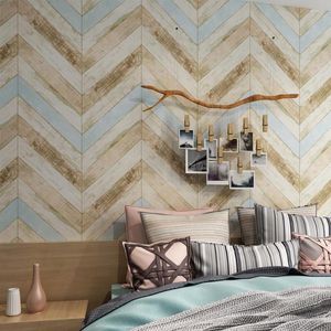 Wallpapers retro Nordic Wood Wallpaper vintage mediterrane tv -bank muur slaapkamer woonkamer restaurant 3d papel de parede