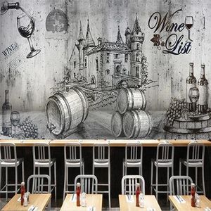 Fonds d'écran Retro Nostalgic Wine Cellar CEMAR MALL BORD MURAL FAPE WALLAP 3D CASTLE THEDAGE PAPE PAPEL DE PAPEL