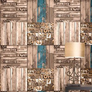 Wallpapers retro oude industriële windimitatie hout behang restaurant bar kleding store café paneel muur papier papel de parede