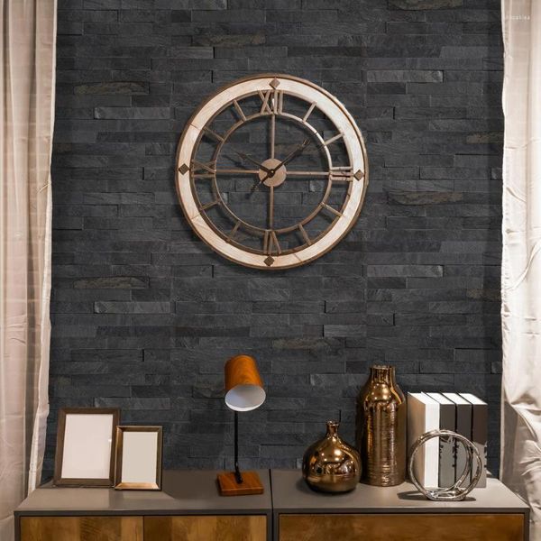 Fondos de pantalla Retro PVC Negro Ladrillo Piedra Papel tapiz para sala de estar Cocina Baño Impermeable Estilo americano Etiqueta de la pared Decoración del hogar