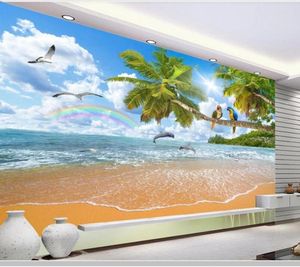 Fonds d'écran Seascape Coco Perroquet Paysage 3D Papier peint Papel De Parede Salon Canapé TV Mur Chambre Papiers Décor À La Maison Murale