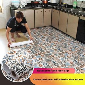 Fonds d'écran auto-adhésifs de sol peint de salle de bain autocollants imperméables 3d Contact Paper Treal Tile Chook