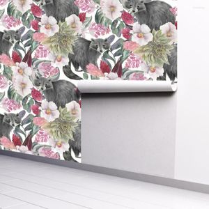 Behang zelfklevend bos bloemen dier behang verwijderbaar papier voor woonkamer decoraties muur muurschildering 45cm breedte
