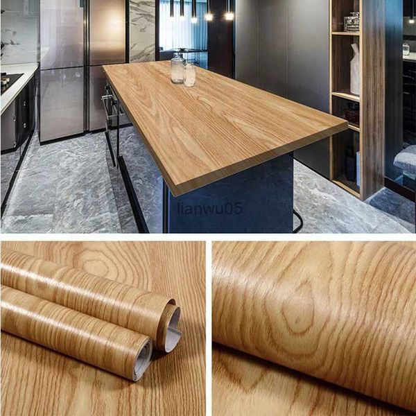 Fondos de pantalla Autoadhesivo PVC Impermeable Papel tapiz de grano de madera Rollos Pegatinas de cocina Muebles Armario Mesa Papeles de pared Decoración para el hogar L2403