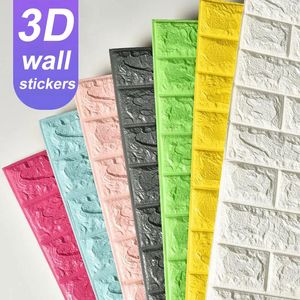 Fondos de pantalla Papel tapiz autoadhesivo Papel de pared de ladrillo de imitación 3D 5 colores Pegatinas de esponja anticolisión Decoración del hogar Sala de estar Papel tapiz