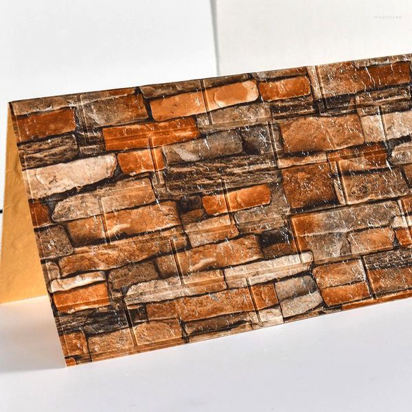 Papel tapiz autoadhesivo papel tapiz viento Industrial 3D tridimensional pegatinas de pared Retro Cultural tienda de ladrillos renovación impermeable