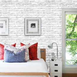 Wallpapers auto-adesivo à prova d'água 3D padrão de tijolo branco papel de parede adesivo sala de estar tv fundo quarto decoração